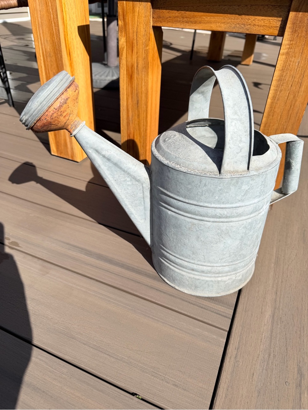 Vintage Galvanized Watering Can with Sprinkle Spout No 8 on top - Picture 2 of 6